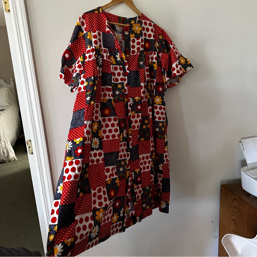Vintage 70s Housedress Muumuu Ooak (Mm) - image 3